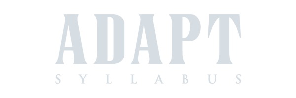 Text saying "ADAPT SYLLABUS" in large, bold font against a plain background, exemplifying the creative flair of Conte Studios, a leading brand design agency in Toronto. Conte Studios