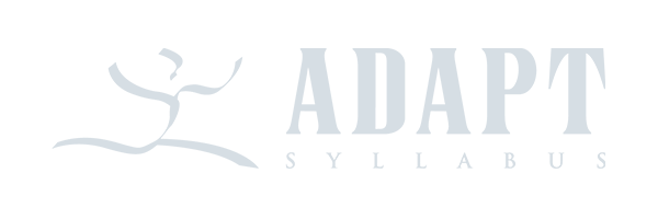 Logo reading "ADAPT SYLLABUS" with a stylized figure in motion on the left, inspired by Conte Studios. Conte Studios