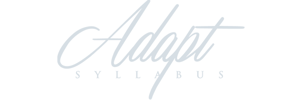 Curved script text reads "Adapt Syllabus" on a light background, reflecting the creativity of a leading content creation agency in Toronto. Conte Studios