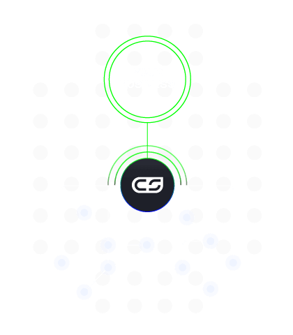 Diagram displaying interconnected nodes with "Your Business" at the top, and a central hub labeled "CG," representing a leading Web Design Agency Toronto, connected to various nodes below. Conte Studios