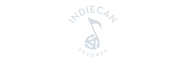 Logo of IndieCan Records featuring a music note intertwined with a vinyl record, accompanied by the text "INDIECAN RECORDS," crafted with artistry akin to top Web Design Agencies in Toronto. Conte Studios