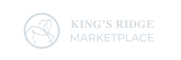 Logo of King's Ridge Marketplace featuring a stylized horse within a circle on the left side, designed with the creative touch of a leading Web Design Agency Toronto. Conte Studios