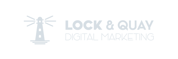 Logo for Lock & Quay Digital Marketing featuring a lighthouse icon beside the text, crafted with the expertise of a renowned brand design agency in Toronto. Conte Studios