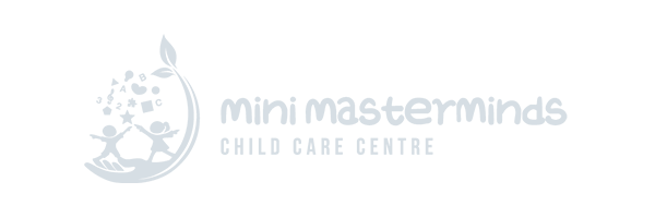 Logo of Mini Masterminds Child Care Centre, expertly crafted by a Toronto Design Agency, features two children holding hands with a leafy plant above them. Conte Studios