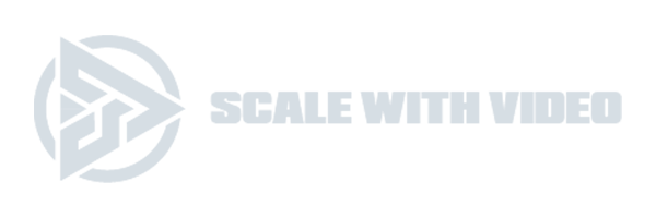 Logo featuring a stylized play button icon followed by the text "SCALE WITH VIDEO" in bold, uppercase letters, representing a premier Content Creation Agency Toronto. Conte Studios