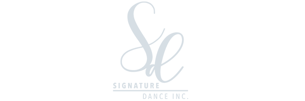 Logo of Signature Dance Inc., crafted by Conte Studios, featuring stylized initials "SD" in elegant cursive above the company name in bold uppercase letters. Conte Studios