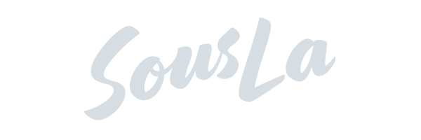 A text logo showcasing "SousLa" in a cursive font, embodying the sleek creativity of a Toronto Design Agency against a transparent background. Conte Studios