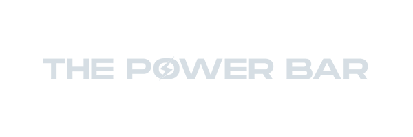 Text logo reads "THE POWER BAR," with the letter "O" cleverly crafted as a power symbol, courtesy of a leading Toronto Design Agency. Conte Studios