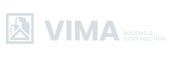 Logo for VIMA Roofing & Construction featuring stylized buildings and roof within a square, brought to life by a Brand Design Agency in Toronto. Conte Studios