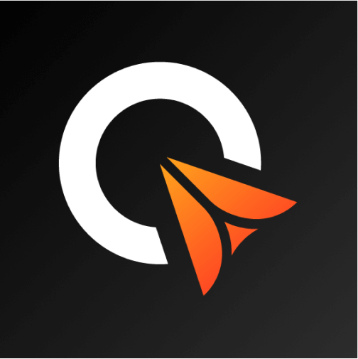 White circle and orange paper plane graphic on a black background, crafted with a modern touch by a leading Web Design Agency Toronto. Conte Studios