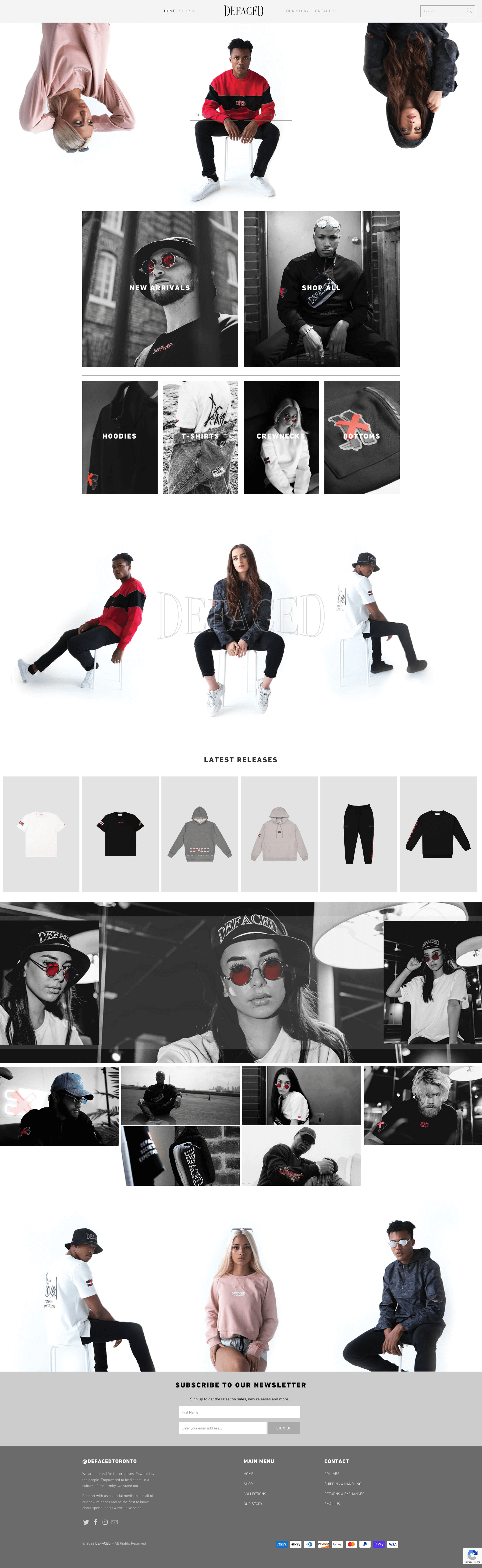 Explore our fashion website, where Toronto Design Agency expertise shines through a minimalist layout featuring hoodies, hats, and accessories on stylish models. Conte Studios