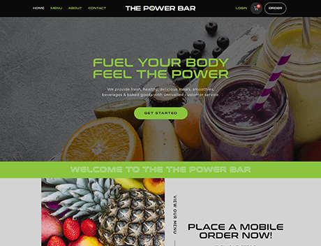 Welcome to "The Power Bar," where fruit smoothies and fresh produce meet healthy meals. Enjoy a seamless mobile order experience. Proudly supported by our Web Design Agency Toronto, ensuring your online experience is as refreshing as our menu. Conte Studios