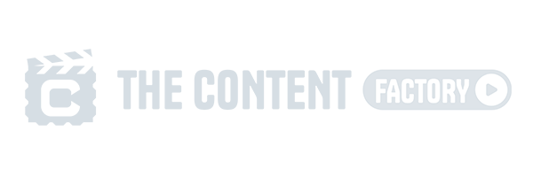 Logo of "The Content Factory," a leading Content Creation Agency in Toronto, featuring a stylized film reel design on the left and a play button on the right. Conte Studios